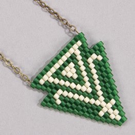 Large Delica Pennant Necklace Sage